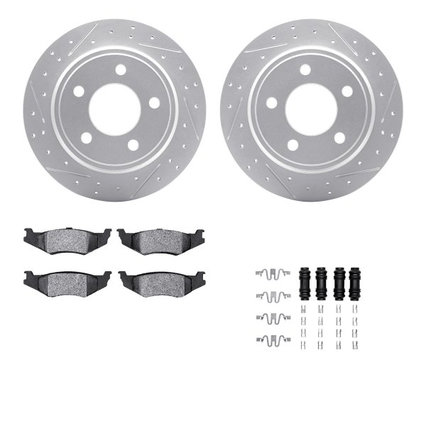  R1 Concepts® - Drilled and Slotted Rear Brake Kit with Optimum OE Pads