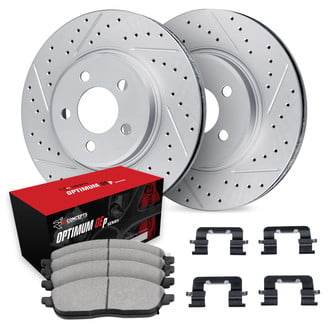 R1 Concepts® - Carbon Coated Drilled and Slotted Brake Kit with Optimum OE Pads