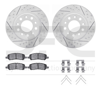 R1 Concepts® - Drilled and Slotted Rear Brake Kit with Optimum OE Pads