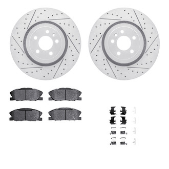 R1 Concepts® - Drilled and Slotted Front Brake Kit with Optimum OE Pads