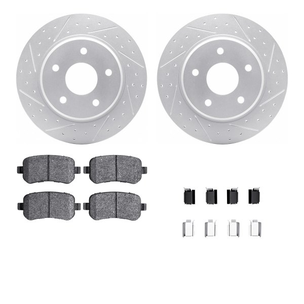  R1 Concepts® - Drilled and Slotted Rear Brake Kit with Optimum OE Pads