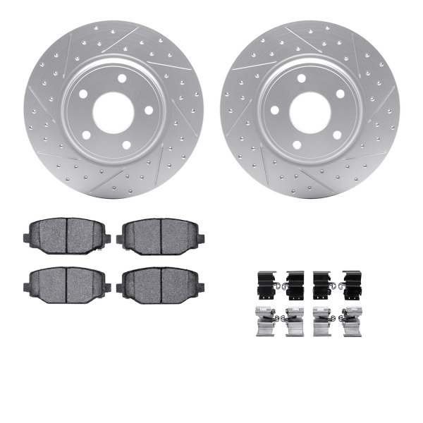  R1 Concepts® - Drilled and Slotted Rear Brake Kit with Optimum OE Pads