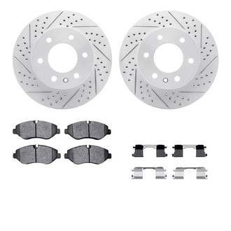 R1 Concepts® - Drilled and Slotted Front Brake Kit with Optimum OE Pads