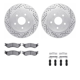 R1 Concepts® - Drilled and Slotted Rear Brake Kit with Optimum OE Pads