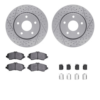 R1 Concepts® - Drilled and Slotted Front Brake Kit with Optimum OE Pads