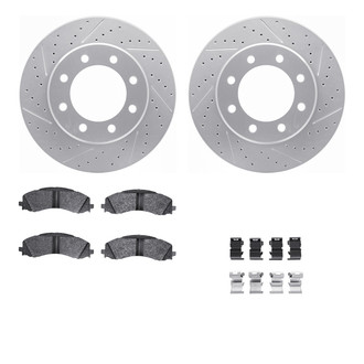 R1 Concepts® - Drilled and Slotted Front Brake Kit with Optimum OE Pads