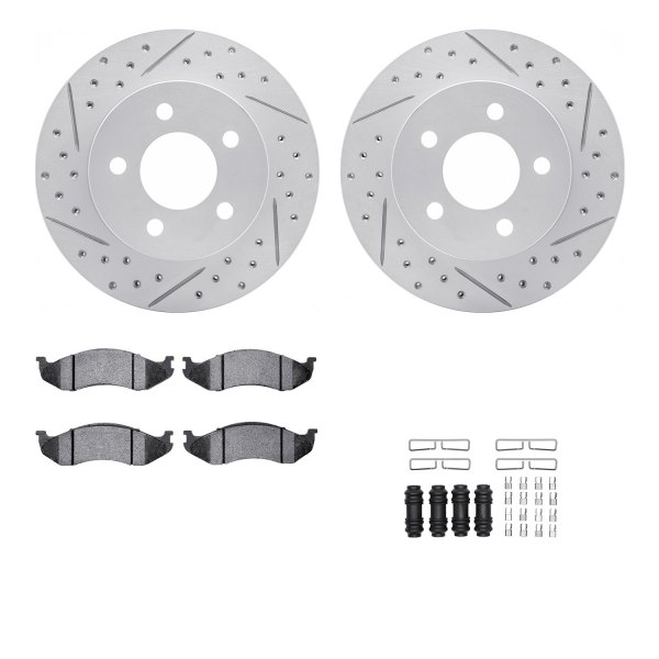  R1 Concepts® - Drilled and Slotted Front Brake Kit with Optimum OE Pads