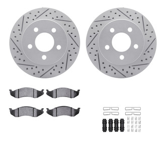 R1 Concepts® - Drilled and Slotted Front Brake Kit with Optimum OE Pads