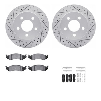 R1 Concepts® - Drilled and Slotted Front Brake Kit with Optimum OE Pads