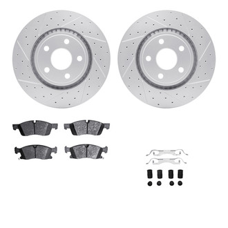 R1 Concepts® - Drilled and Slotted Front Brake Kit with Optimum OE Pads