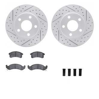 R1 Concepts® WBUH1-47008 - Drilled and Slotted Front Brake Kit with Optimum OE Pads