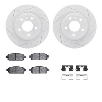 R1 Concepts® - Drilled and Slotted Rear Brake Kit with Optimum OE Pads