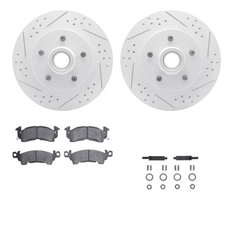 R1 Concepts® - Drilled and Slotted Front Brake Kit with Optimum OE Pads