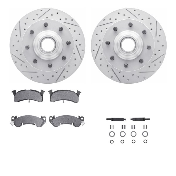  R1 Concepts® - Drilled and Slotted Front Brake Kit with Optimum OE Pads