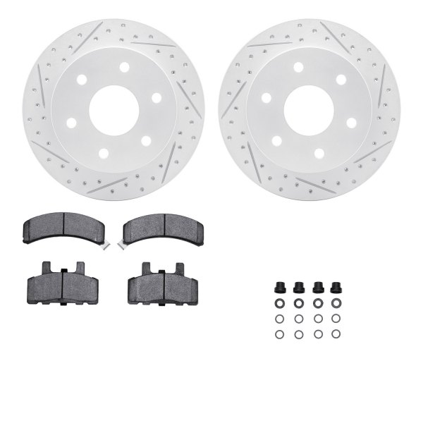  R1 Concepts® - Drilled and Slotted Front Brake Kit with Optimum OE Pads