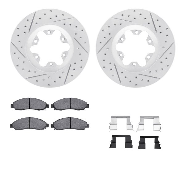  R1 Concepts® - Drilled and Slotted Front Brake Kit with Optimum OE Pads