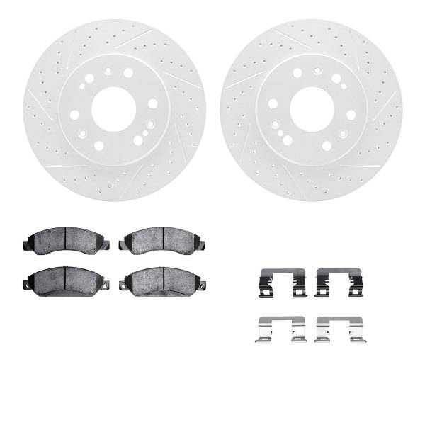  R1 Concepts® - Drilled and Slotted Front Brake Kit with Optimum OE Pads