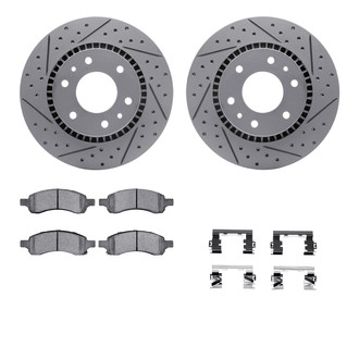 R1 Concepts® - Drilled and Slotted Front Brake Kit with Optimum OE Pads