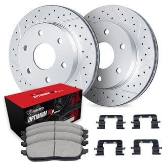 R1 Concepts® - Drilled and Slotted Front Brake Kit with Optimum OE Pads