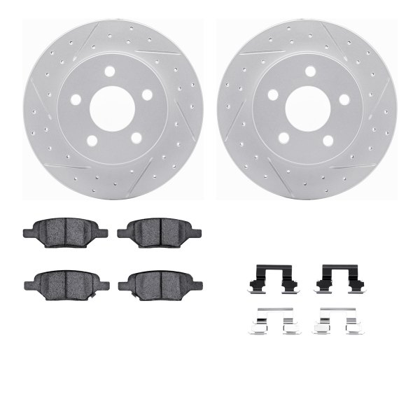  R1 Concepts® - Drilled and Slotted Rear Brake Kit with Optimum OE Pads