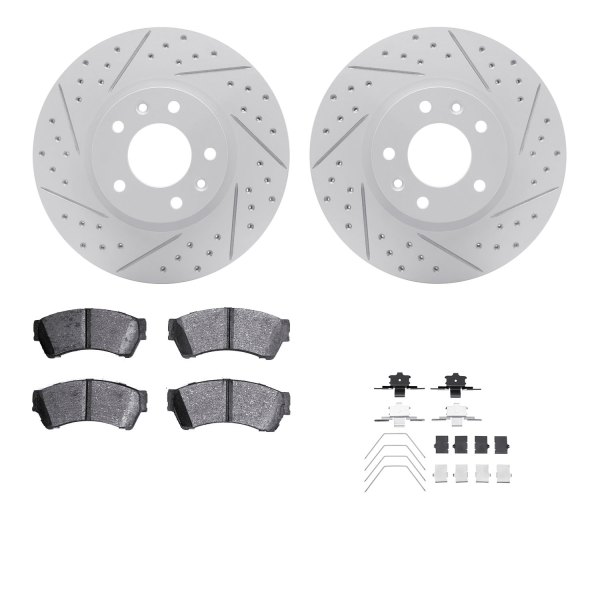  R1 Concepts® - Drilled and Slotted Front Brake Kit with Optimum OE Pads