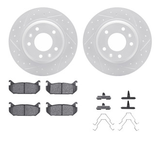 R1 Concepts® WBUH1-54049 - Drilled and Slotted Rear Brake Kit with Optimum OE Pads