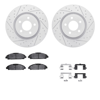 R1 Concepts® - Drilled and Slotted Front Brake Kit with Optimum OE Pads