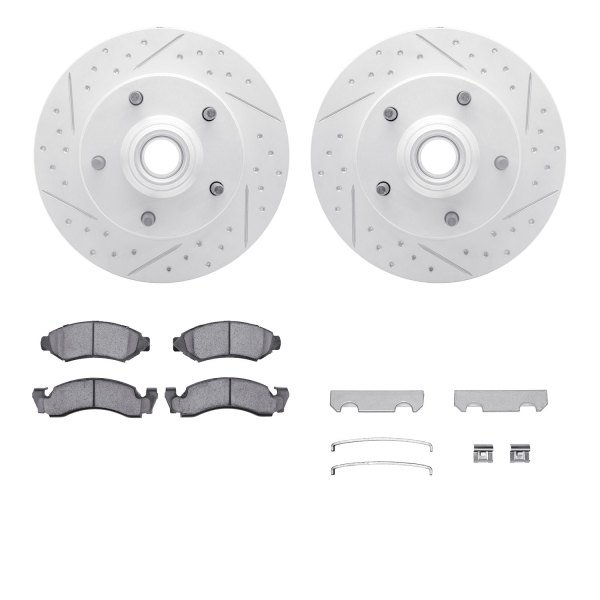  R1 Concepts® - Drilled and Slotted Front Brake Kit with Optimum OE Pads