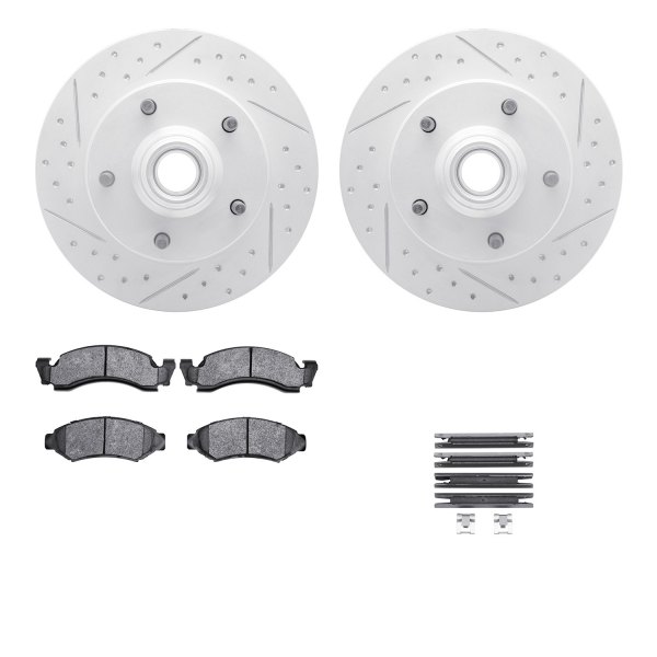  R1 Concepts® - Drilled and Slotted Front Brake Kit with Optimum OE Pads