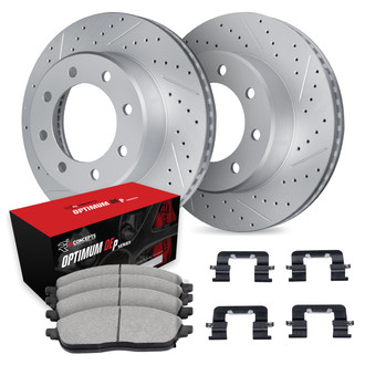 R1 Concepts® - Drilled and Slotted Front Brake Kit with Optimum OE Pads