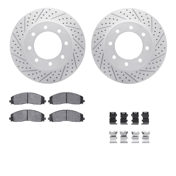  R1 Concepts® - Drilled and Slotted Front Brake Kit with Optimum OE Pads