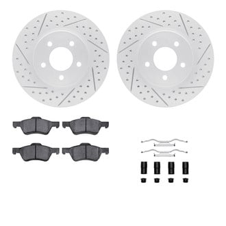 R1 Concepts® - Carbon Coated Drilled and Slotted Brake Kit with Optimum OE Pads