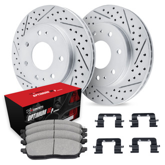 R1 Concepts® - Drilled and Slotted Front Brake Kit with Optimum OE Pads