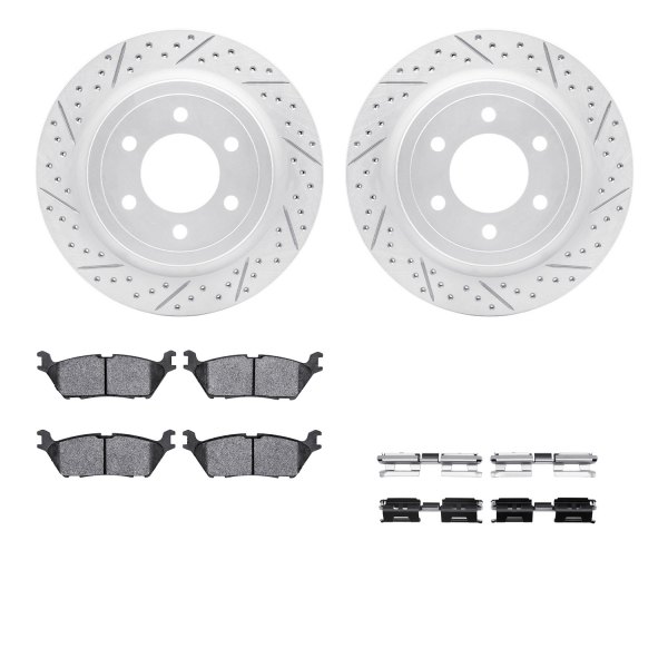  R1 Concepts® - Drilled and Slotted Rear Brake Kit with Optimum OE Pads