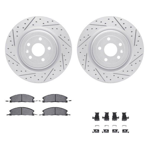  R1 Concepts® - Drilled and Slotted Front Brake Kit with Optimum OE Pads