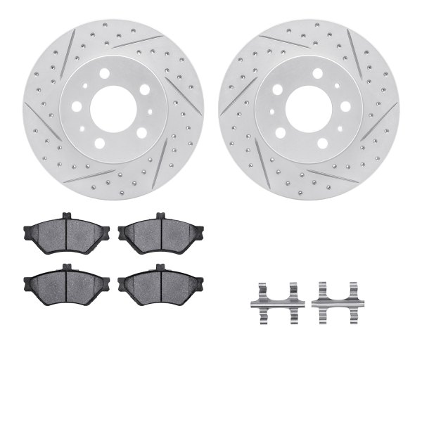  R1 Concepts® - Drilled and Slotted Front Brake Kit with Optimum OE Pads