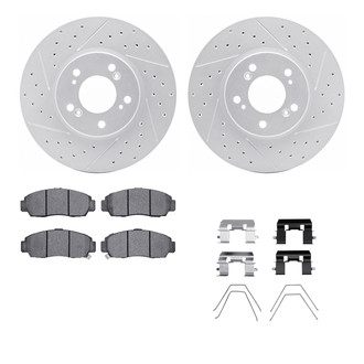 R1 Concepts® - Drilled and Slotted Front Brake Kit with Optimum OE Pads