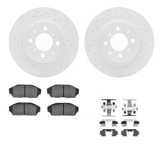 R1 Concepts® - Drilled and Slotted Front Brake Kit with Optimum OE Pads