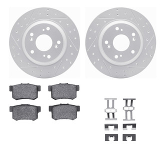 R1 Concepts® WBUH1-59027 - Drilled and Slotted Rear Brake Kit with Optimum OE Pads