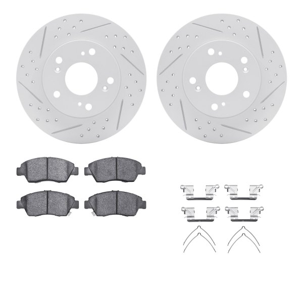  R1 Concepts® - Drilled and Slotted Front Brake Kit with Optimum OE Pads