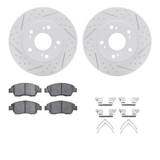 R1 Concepts® - Drilled and Slotted Front Brake Kit with Optimum OE Pads