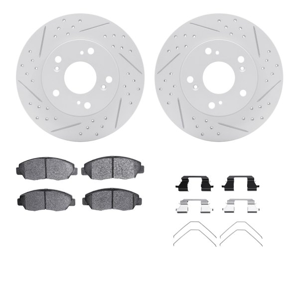  R1 Concepts® - Drilled and Slotted Front Brake Kit with Optimum OE Pads