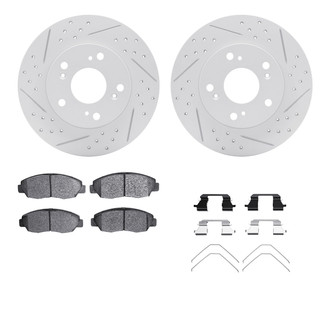 R1 Concepts® - Drilled and Slotted Front Brake Kit with Optimum OE Pads