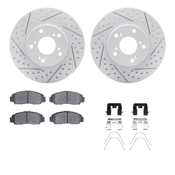  R1 Concepts® - Drilled and Slotted Front Brake Kit with Optimum OE Pads