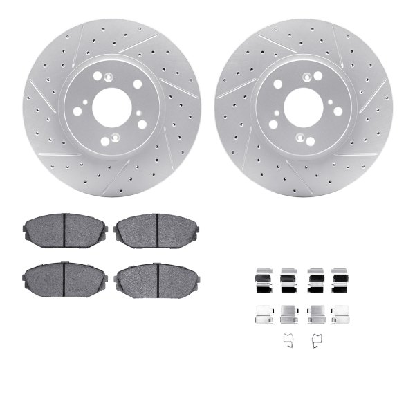  R1 Concepts® - Drilled and Slotted Front Brake Kit with Optimum OE Pads