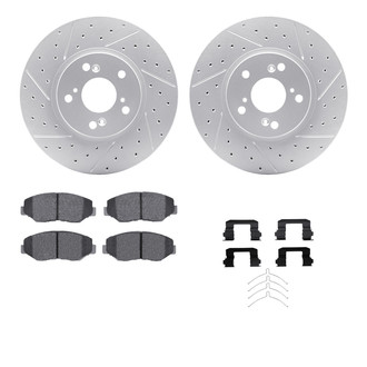 R1 Concepts® - Drilled and Slotted Front Brake Kit with Optimum OE Pads