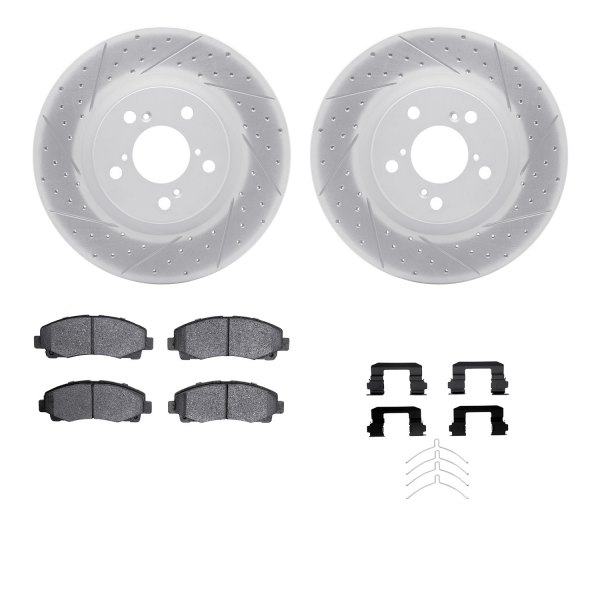  R1 Concepts® - Drilled and Slotted Front Brake Kit with Optimum OE Pads