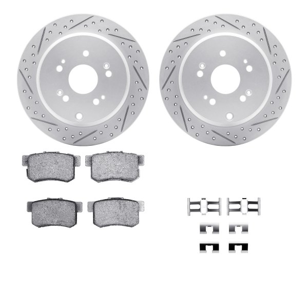  R1 Concepts® - Drilled and Slotted Rear Brake Kit with Optimum OE Pads