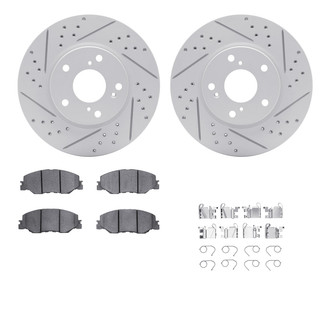 R1 Concepts® - Drilled and Slotted Front Brake Kit with Optimum OE Pads