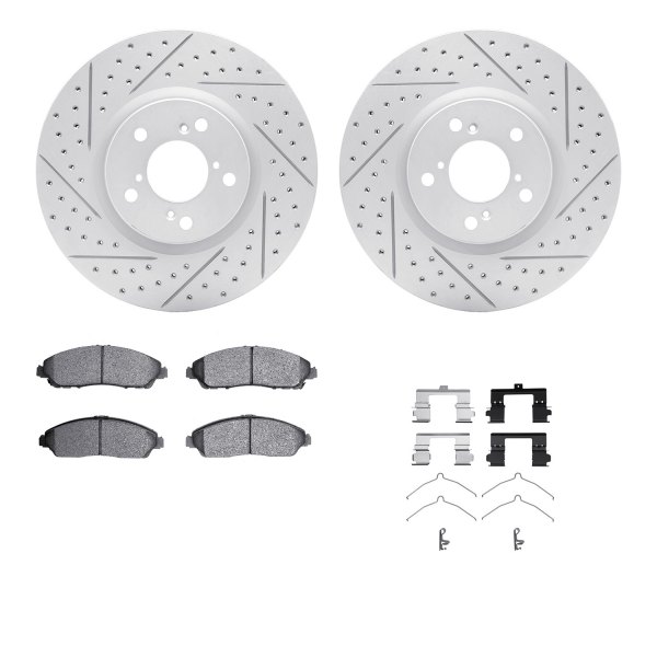  R1 Concepts® - Drilled and Slotted Front Brake Kit with Optimum OE Pads